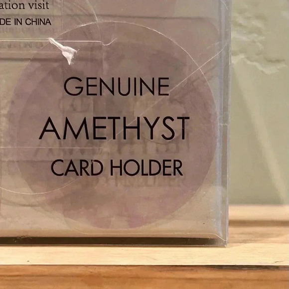 Genuine Amethyst Cluster.Desktop Note Holder. Amethyst Cluster + Gold Base. NWTS - Picture 6 of 10